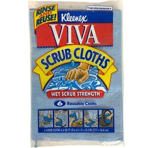 Vintage Kleenex Viva Scrub Cloths 6-Pack Reusable Wet Scrub Strength 1996